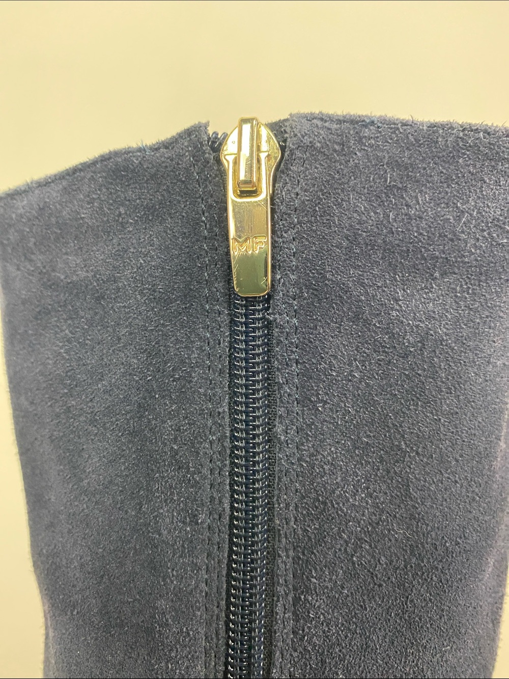 Marc Fisher Navy Suede Knee High Riding Boots with Stud Trim - Picture 4 of 5